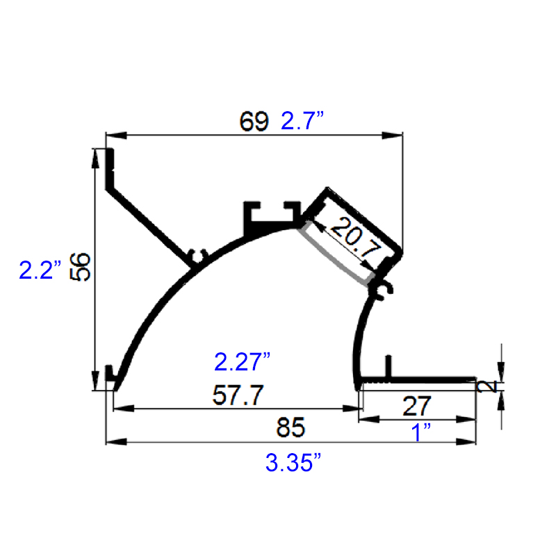 Plaster In 45 Degree LED Wall Washer Profile For 20mm Strip Light Plaster In 45 Degree LED Wall Washer Profile For 20mm Strip Light